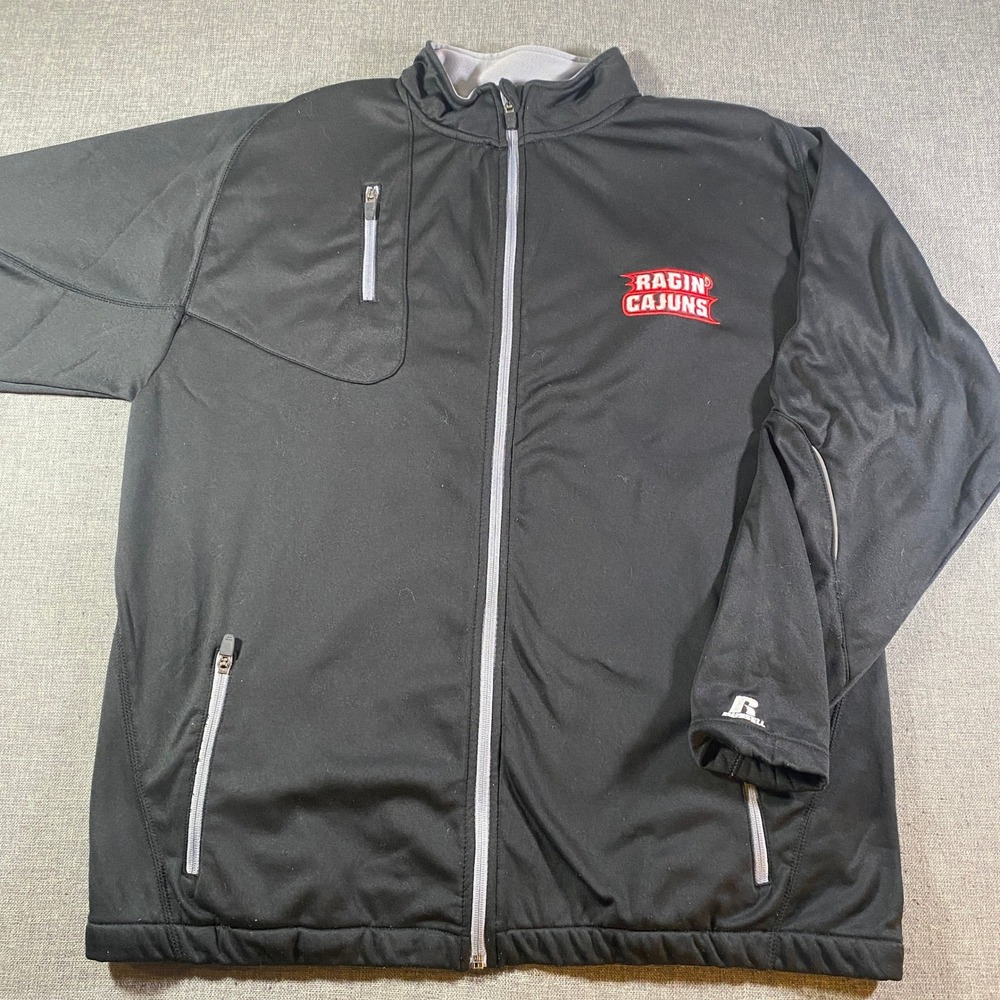 Russell Athletic Louisiana Ragin Cajuns Black XL Full Zip Performance Jacket